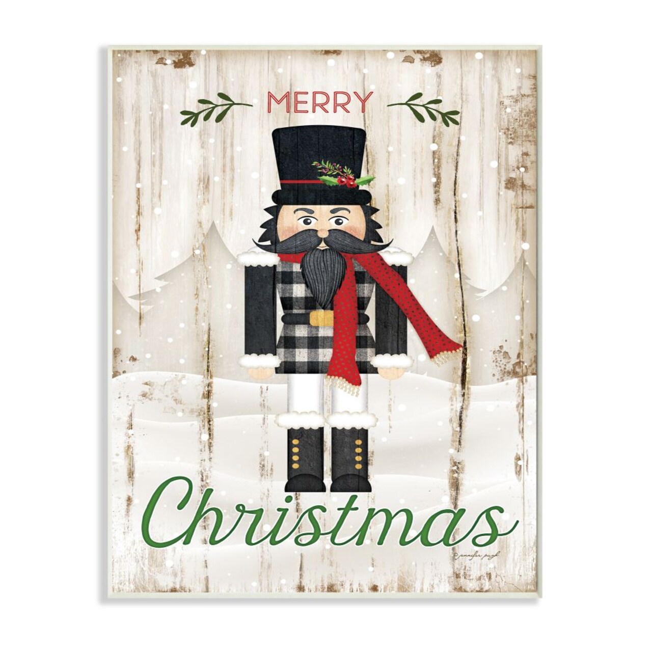 Stupell Industries Merry Christmas Winter Nutcracker Wall Plaque Art